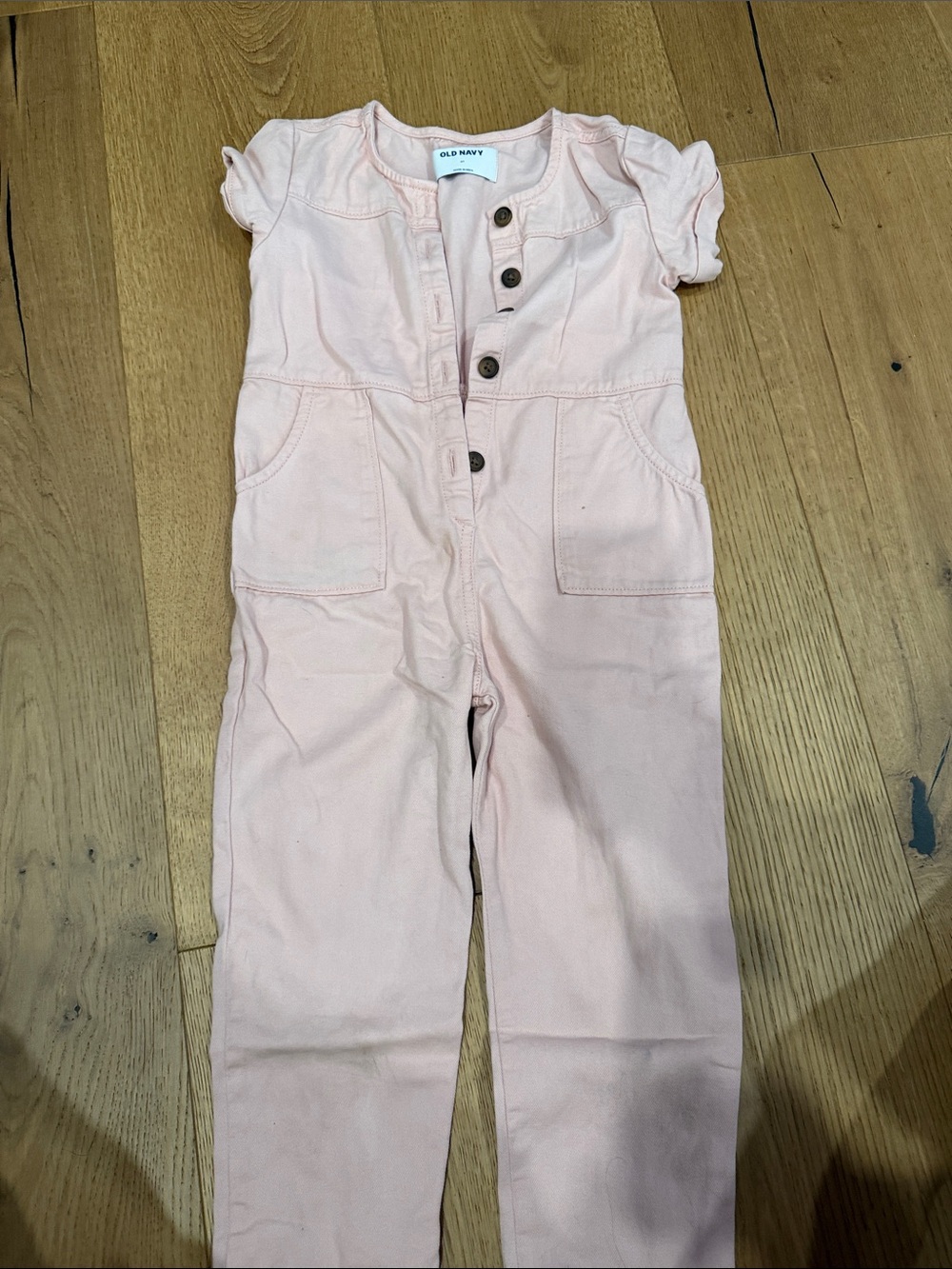 Old Navy Light Pink Short-Sleeve Button Jumpsuit